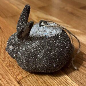 Glittery with beads glass bunny rabbit Christmas ornament